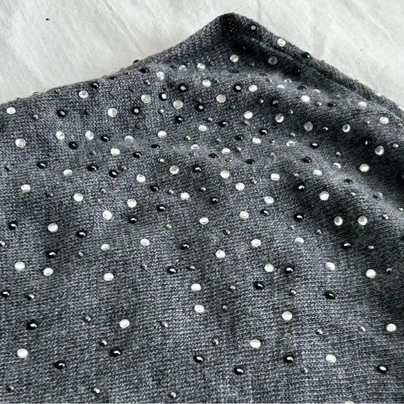 Velvet Rhinestone Studded Casmere Dolman Sleeves Sweater Petite - Picture 8 of 13